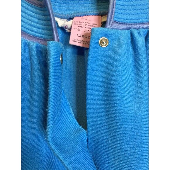 Vintage Evelyn Pearson Womens Velour Pearl Snap Robe Blue Size L Housecoat - Picture 3 of 9